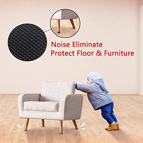 Yelanon Non Slip Furniture Pads Self Adhesive 48 Pieces 1'' Furniture Grippers Furniture Rubber Round Pads Thick Chair Leg Floor Protectors to Protect Hardwood Floors