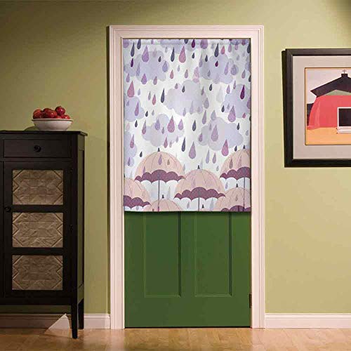 YOLIYANA Farmhouse Decor Privacy Door Curtain,Double Exposure Umbrella Parasol Motifs on Nostalg ...