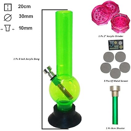 Metier Acrylic Bong Set (3 cm x 3 cm x 20 cm, Transparent Green)
