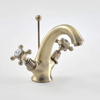 Milano Elizabeth Traditional Mono Basin Mixer Tap Crosshead Handles Brushed Gold