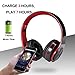 Bluetooth Headphones Over Ear, Hi-Fi Stereo Wireless Headset, Foldable, Soft Memory-Protein Earmuffs, w/Built-in Mic and Wired Mode for PC/Cell Phones/TV (Red)thumb 4