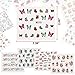 1000+Patterns (50 Sheets) Nail Art Accessories Stickers Flowers,AKWOX Colorful Nail Art Water Transfer Decals with Butterflies Kisses Feather for Women Grils Teens Manicure DIY