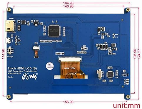 Waveshare 7 inch Display for Raspberry Pi 4 Capacitive 5-Points Touchscreen HDMI LCD (B) 800x480 Resolution Supports All Raspberry Pi/Windows PC Driver Free Low Power Consumption - Image 5