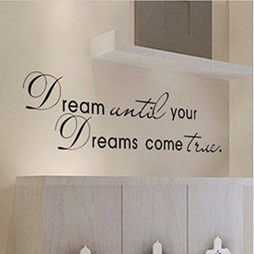 Picniva Black 22'' X 88'' Dream Until Your Dreams Come True Wall Famous PVC Wall Sticker Decal Quote Art Vinyl