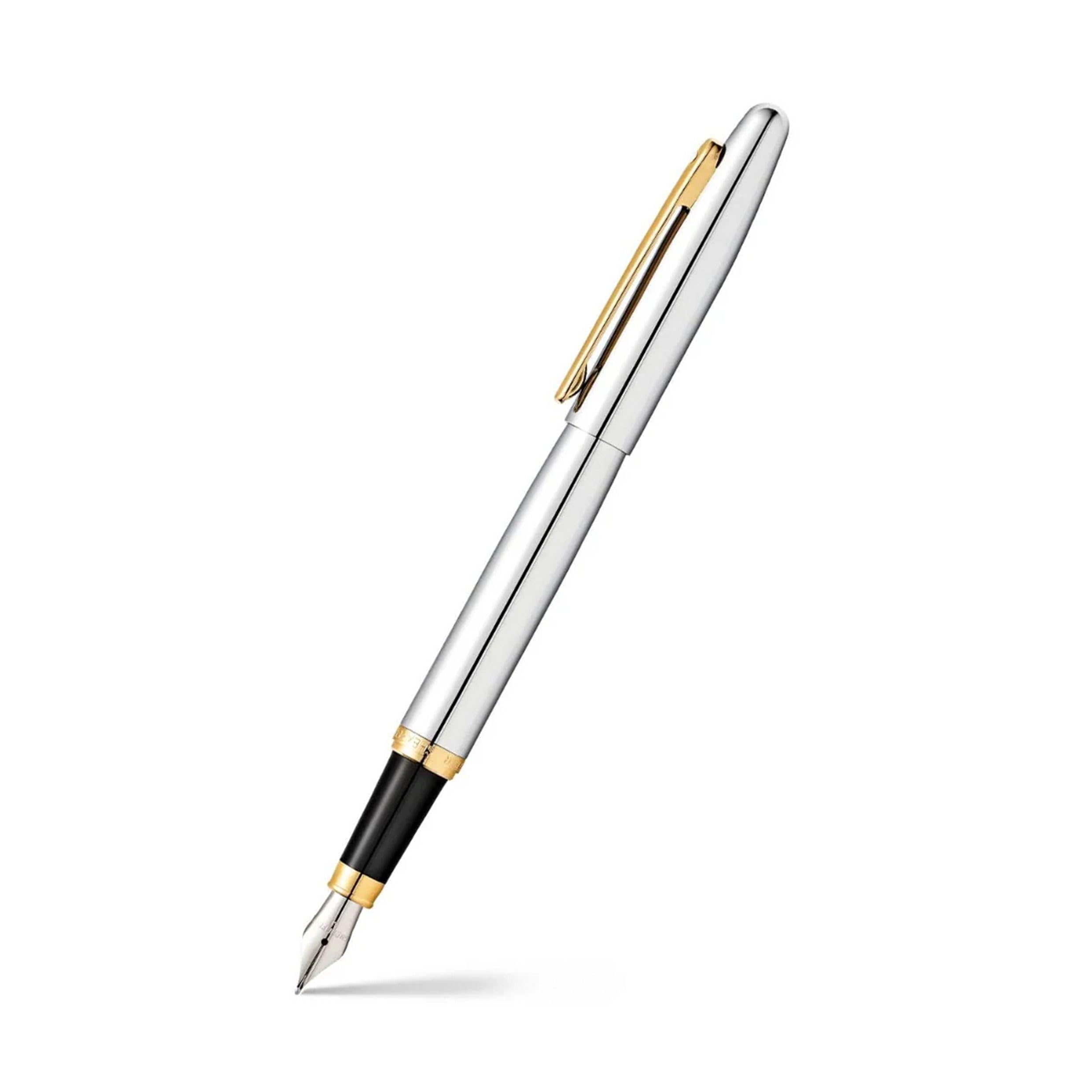 Sheaffer VFM - Refillable fountain pen with medium grade stainless steel nib, polished chrome with gold-tone trim