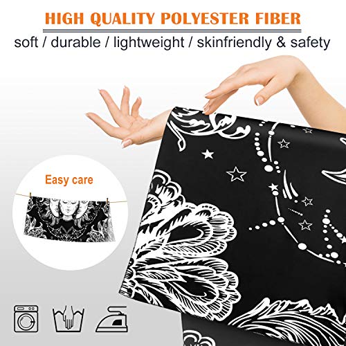 Tapestry Wall Hanging, Magicalmai Sun and Moon Wall Tapestry Burning Sun with Stars Tapestries Wall Art Mural Home Decorations for Bedroom Living Room Decor Black and White 59.1x59.1 Inches