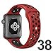 Apple Watch Series 2 Nike Sport Band, UMTELE Soft Silicone Replacement Strap with Ventilation Holes for Apple Watch Nike Plus Red/Black 38mm