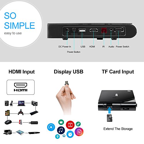 image for Projector,DBPOWER X5 Mini Projector,2200 Lumens,Portable LED Projector