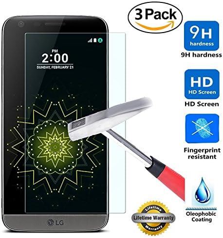 LG G5 Screen Protector, SOOYO(TM) Premium Tempered Glass Screen Protector (2.5D Round Edge/99% Clarity/Shatter-Proof/Bubble Free) for LG G5-[3Pack]