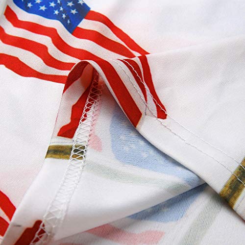 Smdoxi Women's American Flag T-Shirt July 4th Independence Day T-Shirt Loose Sleeveless Tops Patriotic American T-Shirt White - Thumbnail 5