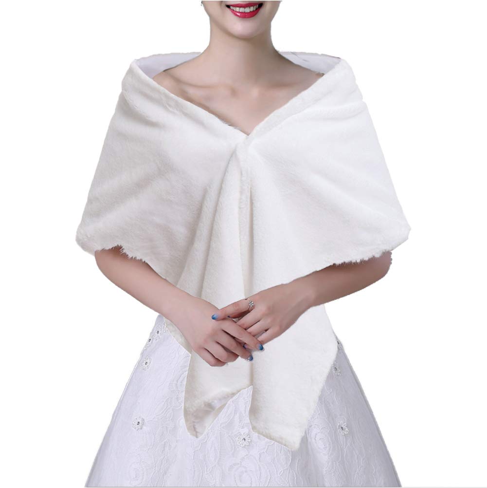 GRACEART Faux Fur Wrap Shawl Stole Women’s Bridal Long Shrug Cape Scarf Wraps and Shawls for Winter Wedding Party
