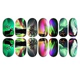 1 Sheet 3D Beautiful Landscape Nail Art Tips Pack Decal Wrap Water Tattoo Noctilucent Transfer Stickers DIY Decoration Fashion Xmas Gift #4
