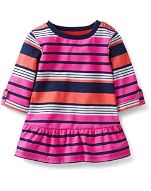 Baby Girls' 3/4 Sleeve Pink and Blue Stripe Tunic