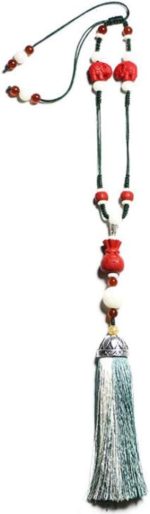Fu Bag Lotus Elephant Car Rear View Mirror Pendant, Detachable Lanyard Hanging Ornament