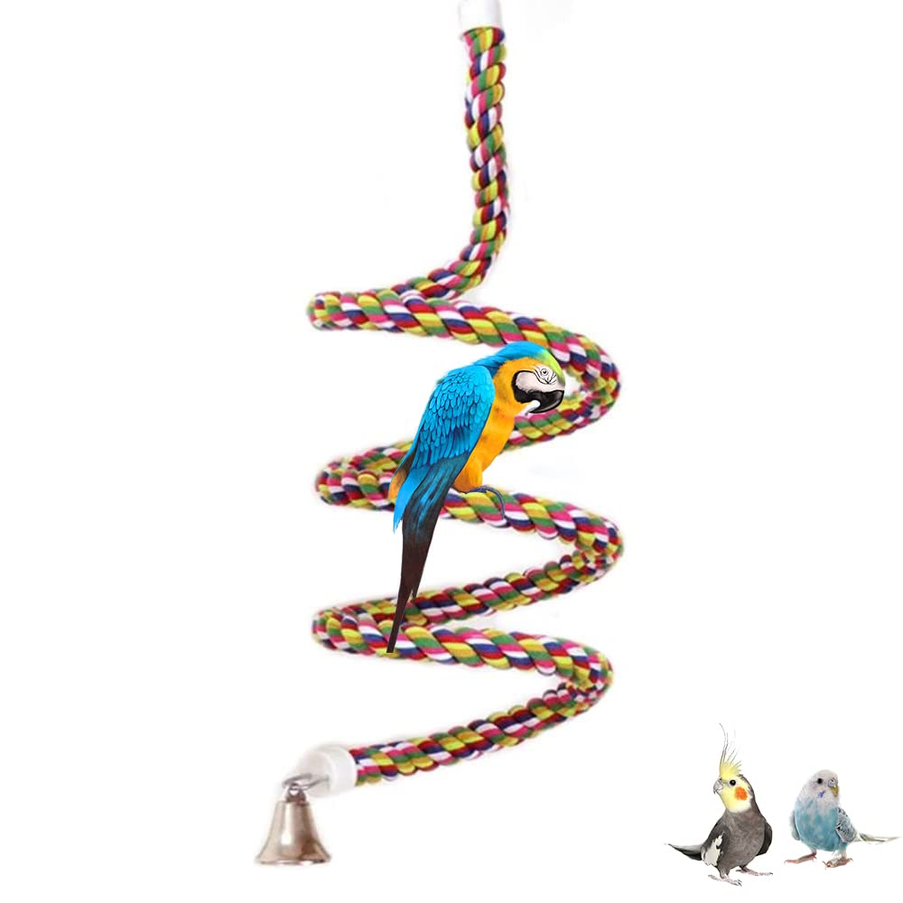 ASOCEA Bird Perch Parrot Rope Perches Stand Bird Toys Budgie Swing Climbing Toys Rotate Bird Bungee Toys for Parrot Parakeet Cockatiel Cockatoo Conure