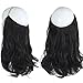 Invisible Wire Hair Extensions Black Adjustable Headband Wavy Curly Synthetic Hairpiece Short 14 Inch 3.7 Oz for Women Heat Resistant Fiber No Clip SARLA
