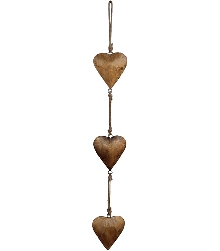 Decoración De Pared Corazón De Metal Vintage - 3 Tamaños (12/17/20 Cm), Adorno Colgante De Hierro Con Acabado Dorado Antiguo, Para San Valentín, Dormitorio O Salón