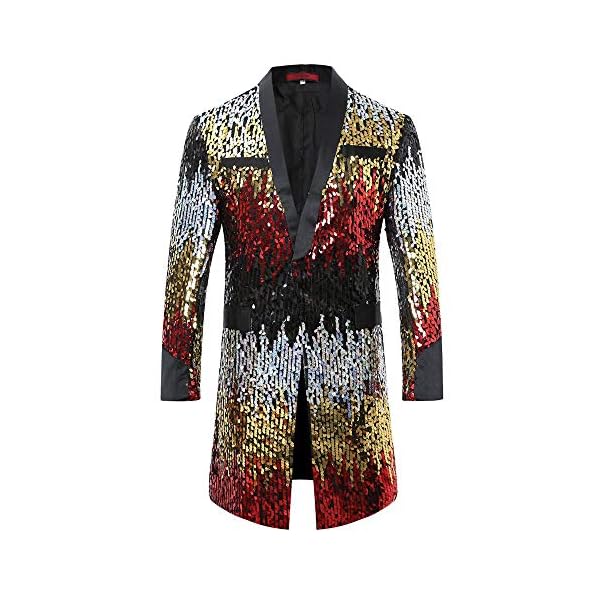 Men's Tuxedo Single-Breasted Party Show Suit Sequins Punk Jacket Blazer