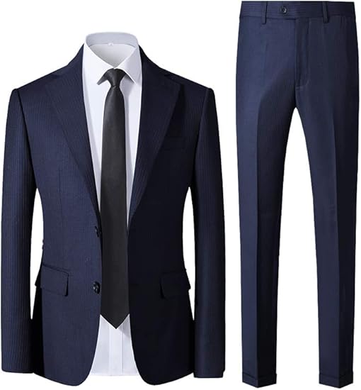 Amazon Co Jp ビジネス スーツ おしゃれ メンズ 結婚式 スーツセット 細身 ストライプスーツ メンズ 服 セット 服 ファッション小物