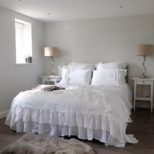 Shabby Chic Ruffled Linen Duvet Cover - 100% French Flax Linen, Really Soft