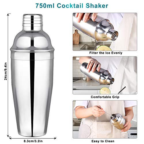 Cocktail-Set Cocktail-Shaker-Set mit Ständer, Edelstahl-Bar-Werkzeug-Set, Barkeeper-Kit mit Cocktailbuch, Heim-Bar… – Bild 3
