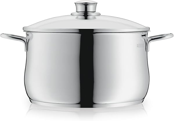 WMF Diadem Plus Kochtopf Induktion 24 cm – 6,5 l großer Fleischtopf aus Cromargan Edelstahl mit Glasdeckel, hohem Rand, spülmaschinenfest, langlebig und unbeschichtet für gesunde, leckere Mahlzeiten