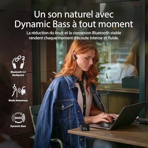 TAT6100BK Écouteurs True Wireless avec Boîtier de Charge Intelligent – Réduction de Bruit, 4 micros, Basses dynamiques, 28 h d’autonomie, Bluetooth 5.4, IPX5, Commandes tactiles – Noir