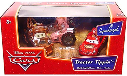 Disney Pixar Cars Supercharged Tractor Tippin' Die Cast Car Set with Lightning McQueen, Mater, Tractor