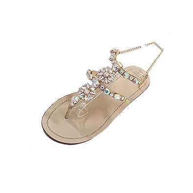 Womens Ladies Sandals Lilicat Shine Gold Rhinestones Chain Summer