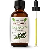 OTTO AURA Pure Eucalyptus Essential Oil, 4 Fl Oz (118ml), Premium Grade with Glass Dropper