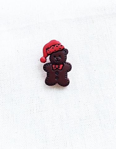 Maguillage Plastic Button Christmas Cartoon Ginger Bread Bear Set of 12 Pcs.