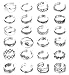 Finrezio 24PCS Open Toe Rings Set for Women Girls Various Types Knuckle Ring Vintage Retro Finger Ring Adjustable