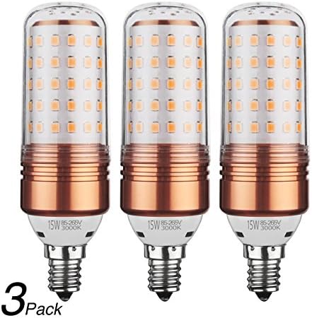 Yiizon 15W LED Candle Bulbs 3000K Warm White 1200LM E12 Base 120W Incandescent Equivalent Non dimmable Candelabra LED Light Bulbs (Pack of 3)
