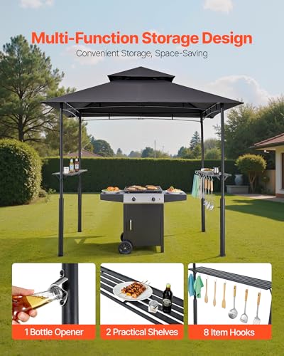 VEVOR 8x5 ft BBQ Grill Gazebo with Double-Tiered Roof, Powder-Coated Steel Shelter image 23