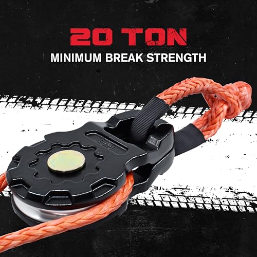 GearAmerica Aluminum ULTRA Snatch Block Black | Winch Pulley for Tow Rope or Steel Cable up to 14mm | Dual Winch Capacity and Control Pull Steering