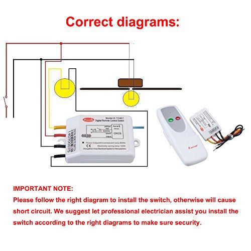 KEDSUM Wireless 1 Way ON/OFF Digital Remote Control Switch ... kedsum remote on off switch wiring diagram 