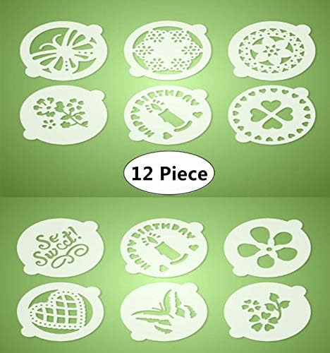 12-Pack Cake Decorating Stencil Molds, Magnoloran Wedding Cake Stencils Cake Templates Spray Floral Cake Molds, Wedding Cake Decorating Stencil Baking Tools, Dessert Decorating Molds