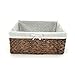 Rectangular Woven Seagrass Storage Bins with Handle,Kingwillow. (water hyacinth, Small)