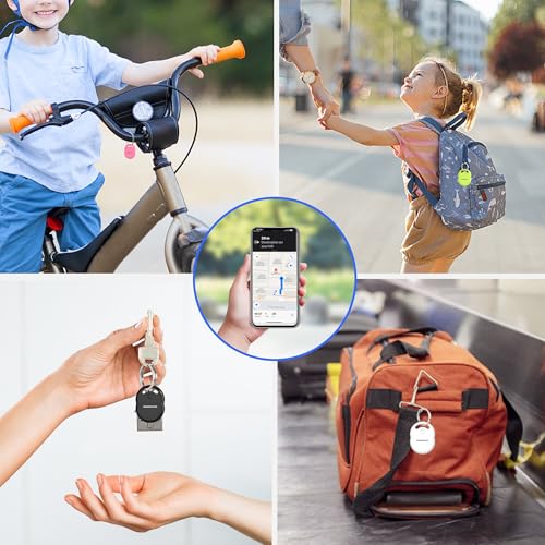 Smart Air Tracker Tag, Compatible with Apple Where Is (iOS Only), Bluetooth Find Items for Keys, Luggage, Wallets, Bags, Backpacks, Replaceable Battery (4 Black)