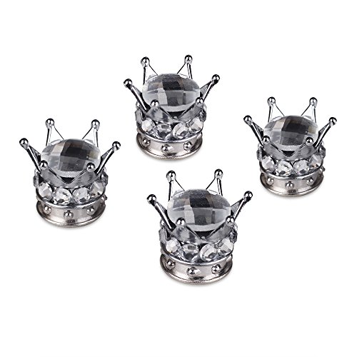 MINI-FACTORY Bling Crown Chrome Tire Valve Stem Caps Rhinestone Tire Caps for Car and Motorcycle (Clear)