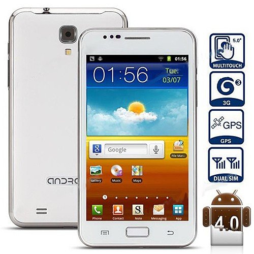 Star N9770 Smart Phone 3G GPS WiFi 8.0MP Camera Android 4.0 MTK6577 1.0GHz 5.0 Inch- White