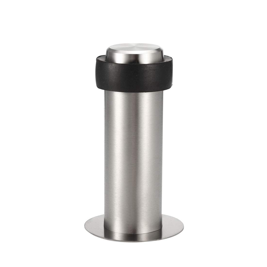 sourcing map Door Stopper Cylindrical Floor Mount Stop Brushed Stainless Steel 100mm Height, Silver