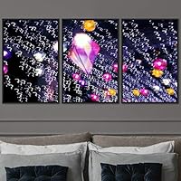 3 Piece Framed Canvas Wall Art Abstract Geometric Lights Mixed Media Canvas Prints Home Artwork Decoration for Living Room,Bedroom - 16