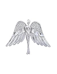 okajewelry Guardian Angel Rhinestone tono de plata broche Pin