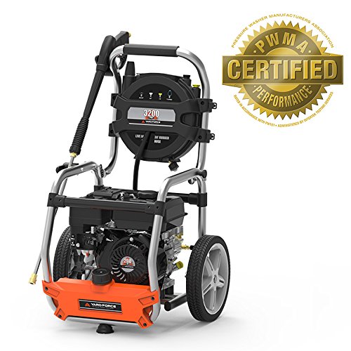 YARD FORCE YF3200 3200 Psi Gas Pressure Washer, 2.5 GPM, RollCage Frame, Folding Handle, One