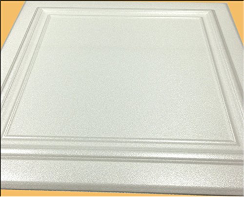 Zeta White (Foam) Ceiling Tile - 40pc Box - Decorative Ceiling Tile Easy Glue up DIY