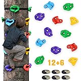 TOPNEW 12 Ninja Tree Climbing Holds for Kids Climber, Adult Climbing Rocks with 6 Ratchet Straps for Outdoor Ninja Warrior Obstacle Course Training