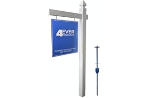 4Ever Products Vinyl PVC Real Estate Sign Post - White - 6' Tall Post