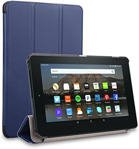 Zaneeta Case for Fire HD 8 (6th Generation ,2016 Release), Anti-aging and Slim Light Weight Leather Cover for Fire HD8 Tablet (NOT for 2015 Release) (Deep Blue)