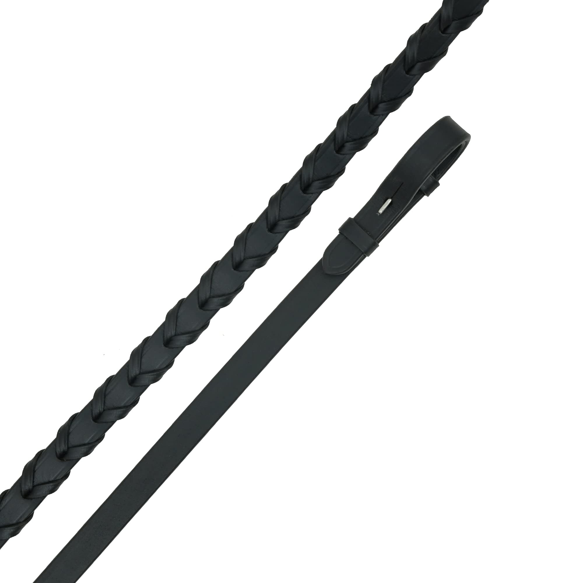 SIE Plaited Leather reins braided (Black, Cob)